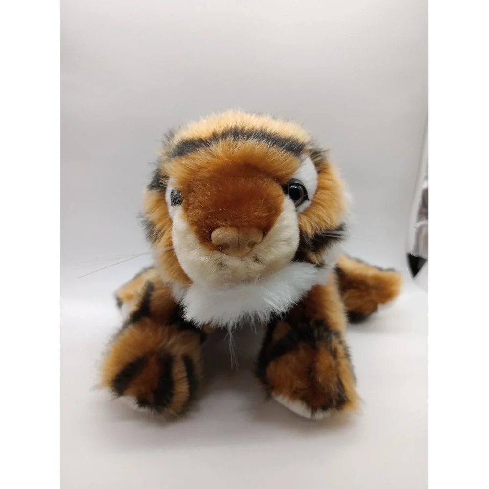 Plush Tiger Stuffed Animal Orange Black Striped Chinese Good Fortune Paw 11 inch